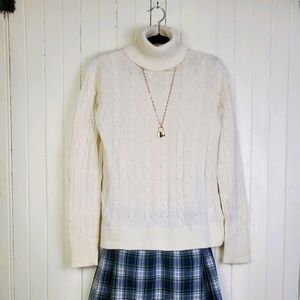 Alfred Sung Cable Knit Turtleneck Sweater